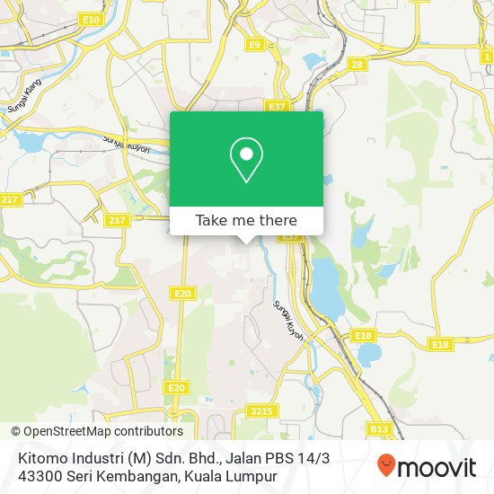 Kitomo Industri (M) Sdn. Bhd., Jalan PBS 14 / 3 43300 Seri Kembangan map