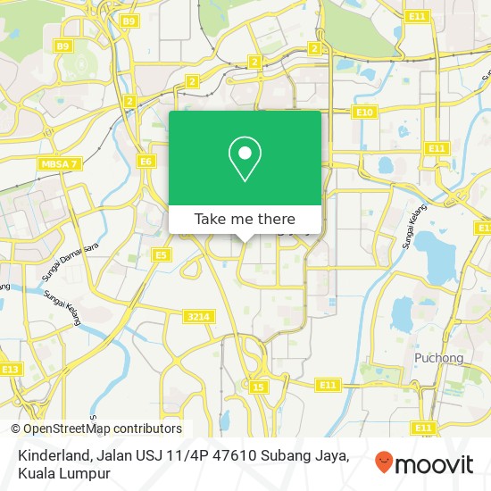 Peta Kinderland, Jalan USJ 11 / 4P 47610 Subang Jaya