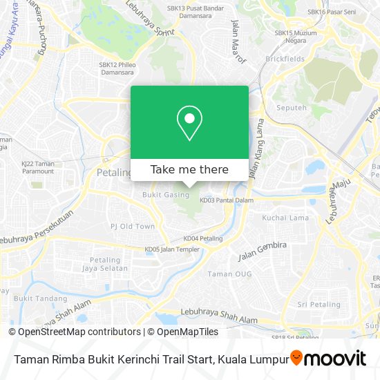 Taman Rimba Bukit Kerinchi Trail Start map