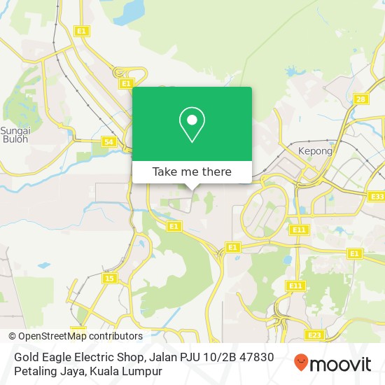 Peta Gold Eagle Electric Shop, Jalan PJU 10 / 2B 47830 Petaling Jaya