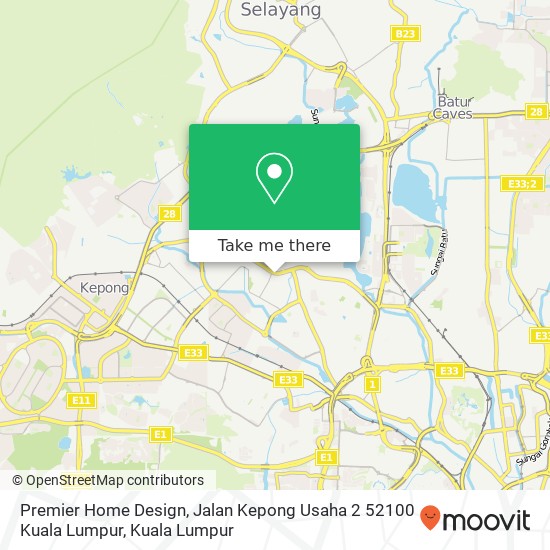 Peta Premier Home Design, Jalan Kepong Usaha 2 52100 Kuala Lumpur