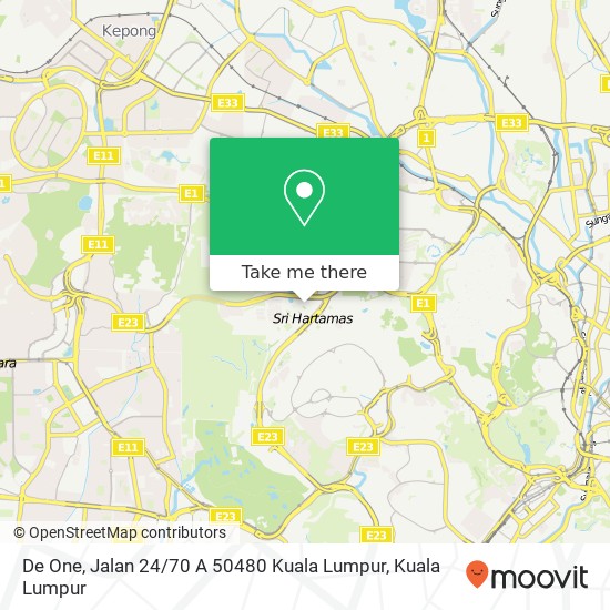 De One, Jalan 24 / 70 A 50480 Kuala Lumpur map