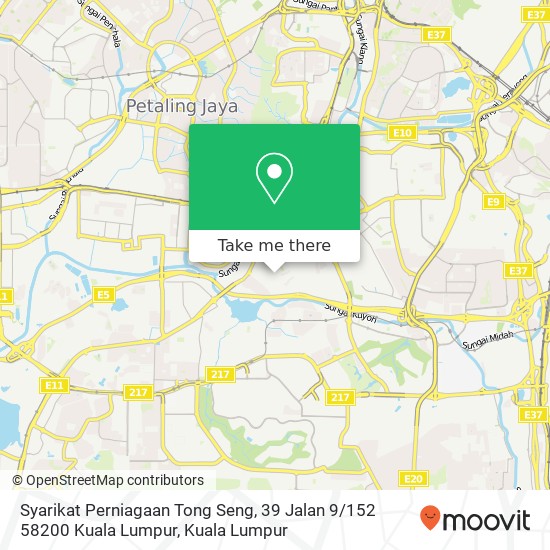 Peta Syarikat Perniagaan Tong Seng, 39 Jalan 9 / 152 58200 Kuala Lumpur