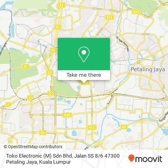 Peta Toko Electronic (M) Sdn Bhd, Jalan SS 8 / 6 47300 Petaling Jaya