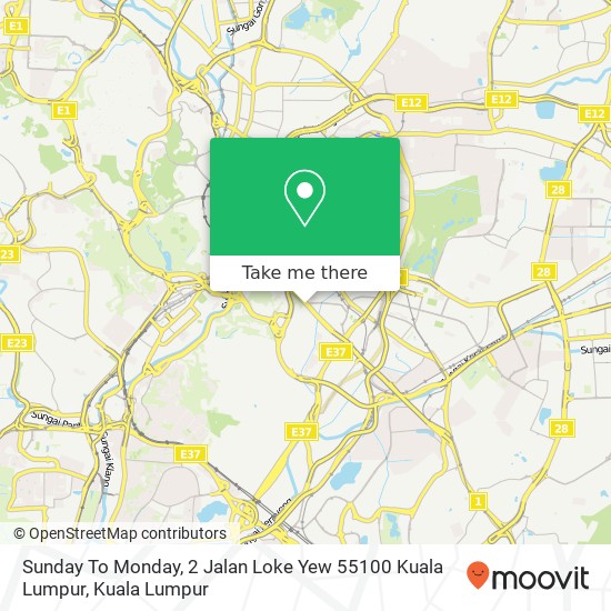 Sunday To Monday, 2 Jalan Loke Yew 55100 Kuala Lumpur map