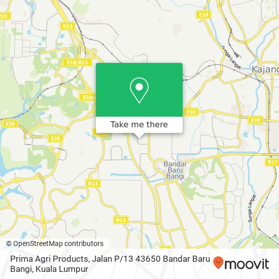 Peta Prima Agri Products, Jalan P / 13 43650 Bandar Baru Bangi