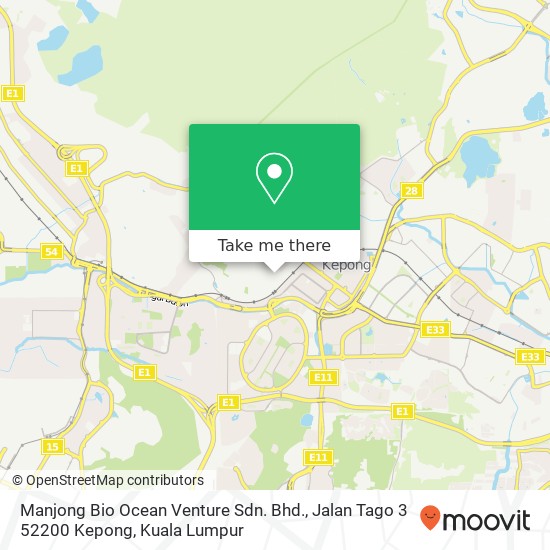 Manjong Bio Ocean Venture Sdn. Bhd., Jalan Tago 3 52200 Kepong map