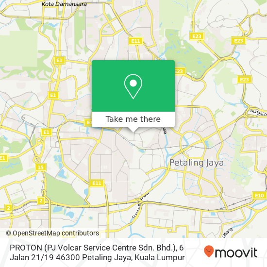 Peta PROTON (PJ Volcar Service Centre Sdn. Bhd.), 6 Jalan 21 / 19 46300 Petaling Jaya