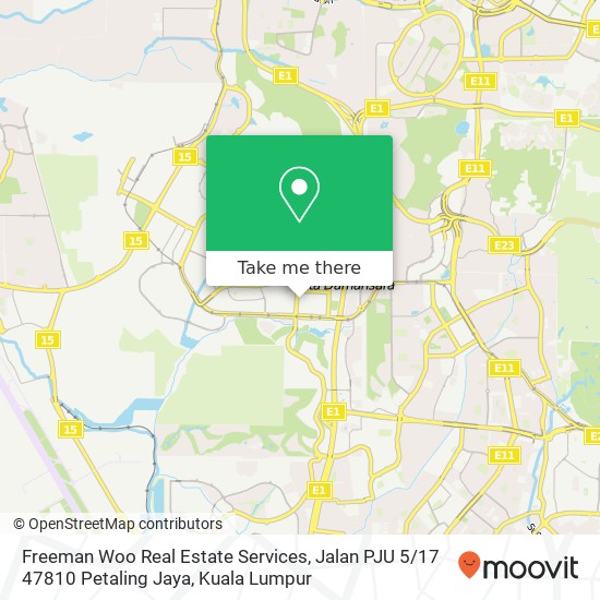 Peta Freeman Woo Real Estate Services, Jalan PJU 5 / 17 47810 Petaling Jaya