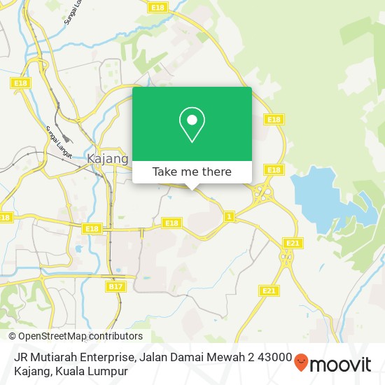 Peta JR Mutiarah Enterprise, Jalan Damai Mewah 2 43000 Kajang