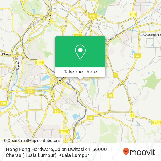 Peta Hong Fong Hardware, Jalan Dwitasik 1 56000 Cheras (Kuala Lumpur)