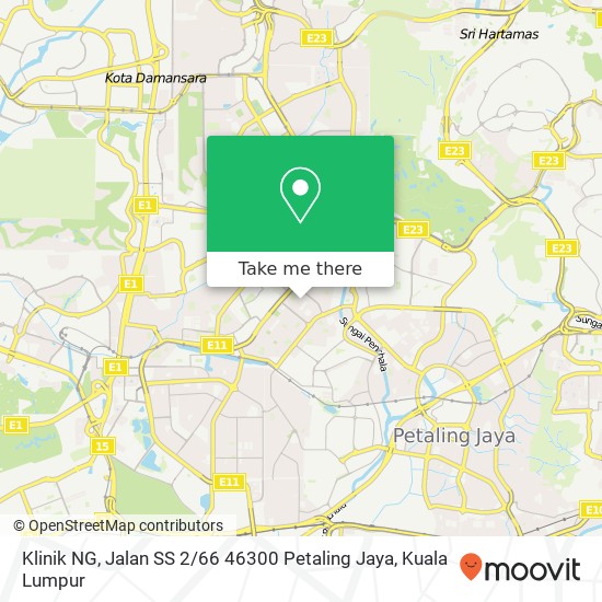 Peta Klinik NG, Jalan SS 2 / 66 46300 Petaling Jaya