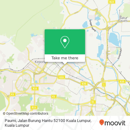 Peta Paumi, Jalan Burung Hantu 52100 Kuala Lumpur