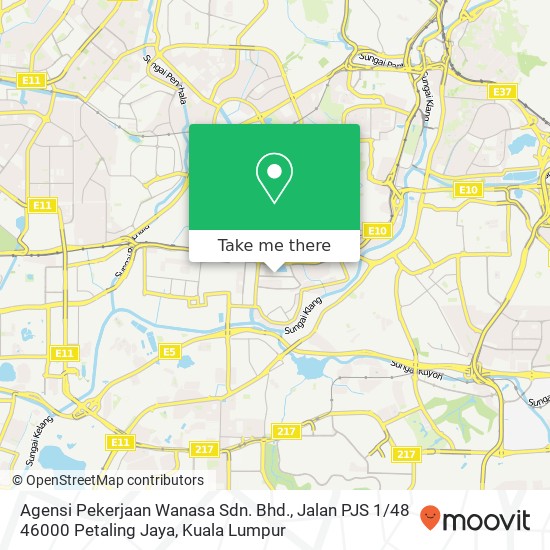 Peta Agensi Pekerjaan Wanasa Sdn. Bhd., Jalan PJS 1 / 48 46000 Petaling Jaya