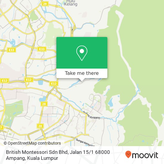 Peta British Montessori Sdn Bhd, Jalan 15 / 1 68000 Ampang