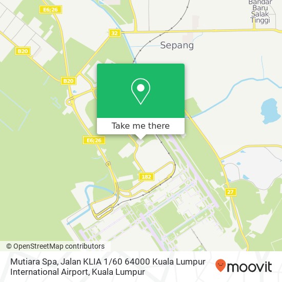 Mutiara Spa, Jalan KLIA 1 / 60 64000 Kuala Lumpur International Airport map