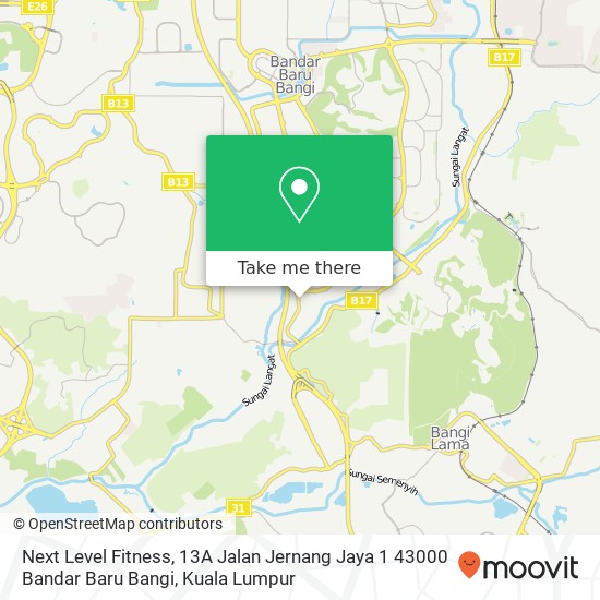 Peta Next Level Fitness, 13A Jalan Jernang Jaya 1 43000 Bandar Baru Bangi