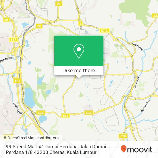 Peta 99 Speed Mart @ Damai Perdana, Jalan Damai Perdana 1 / 8 43200 Cheras