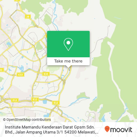 Institute Memandu Kenderaan Darat Gpsm Sdn. Bhd., Jalan Ampang Utama 3 / 1 54200 Melawati map