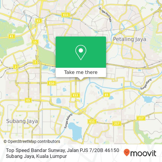 Peta Top Speed Bandar Sunway, Jalan PJS 7 / 20B 46150 Subang Jaya