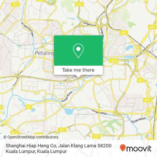 Peta Shanghai Hiap Heng Co, Jalan Klang Lama 58200 Kuala Lumpur