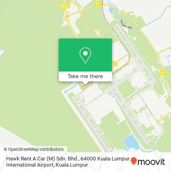 Peta Hawk Rent A Car (M) Sdn. Bhd., 64000 Kuala Lumpur International Airport