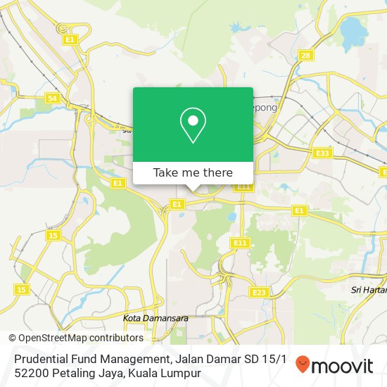 Peta Prudential Fund Management, Jalan Damar SD 15 / 1 52200 Petaling Jaya