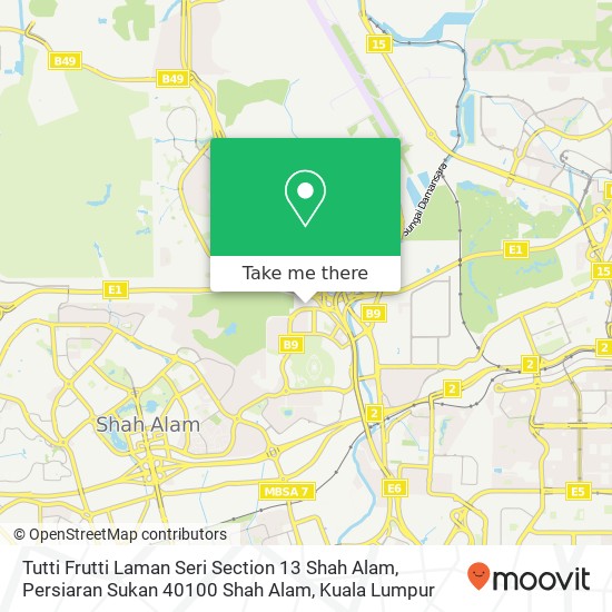 Peta Tutti Frutti Laman Seri Section 13 Shah Alam, Persiaran Sukan 40100 Shah Alam