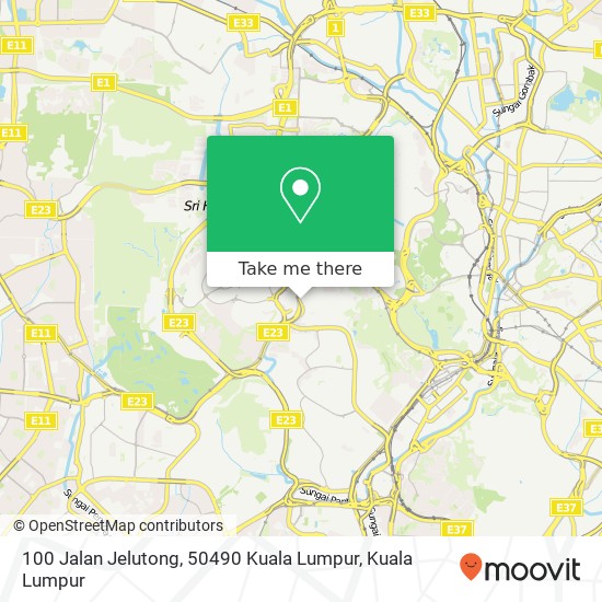 Peta 100 Jalan Jelutong, 50490 Kuala Lumpur