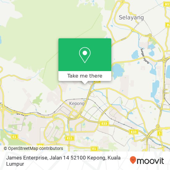 Peta James Enterprise, Jalan 14 52100 Kepong