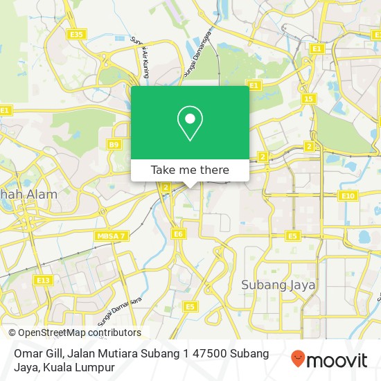 Peta Omar Gill, Jalan Mutiara Subang 1 47500 Subang Jaya