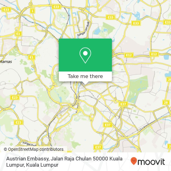 Peta Austrian Embassy, Jalan Raja Chulan 50000 Kuala Lumpur