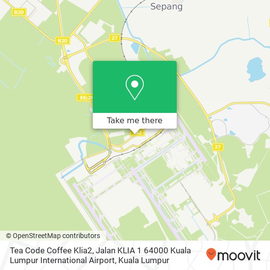 Peta Tea Code Coffee Klia2, Jalan KLIA 1 64000 Kuala Lumpur International Airport
