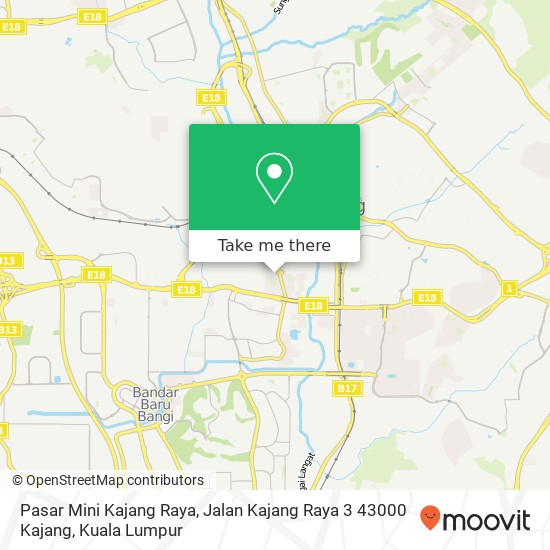 Peta Pasar Mini Kajang Raya, Jalan Kajang Raya 3 43000 Kajang