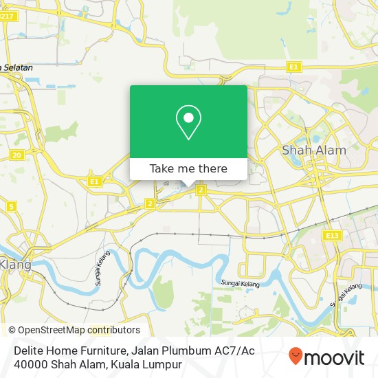 Delite Home Furniture, Jalan Plumbum AC7 / Ac 40000 Shah Alam map