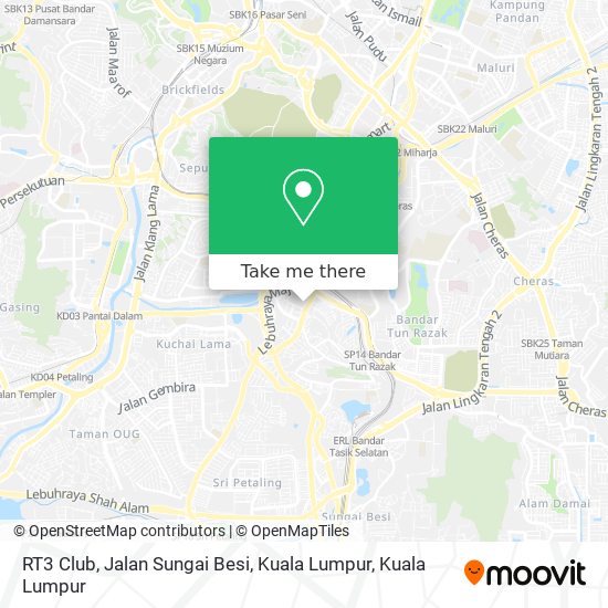 Peta RT3 Club, Jalan Sungai Besi, Kuala Lumpur