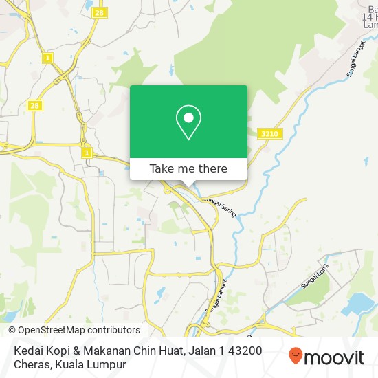 Peta Kedai Kopi & Makanan Chin Huat, Jalan 1 43200 Cheras
