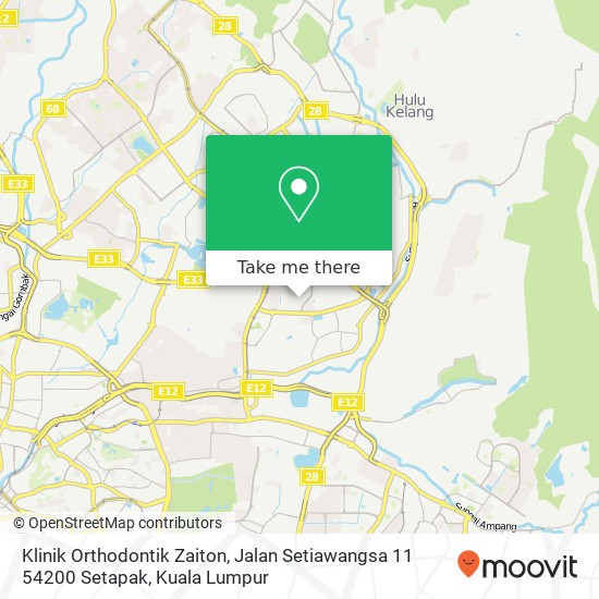 Peta Klinik Orthodontik Zaiton, Jalan Setiawangsa 11 54200 Setapak