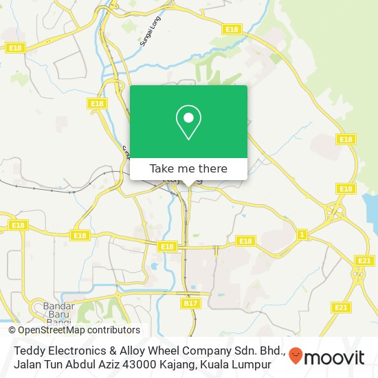 Peta Teddy Electronics & Alloy Wheel Company Sdn. Bhd., Jalan Tun Abdul Aziz 43000 Kajang