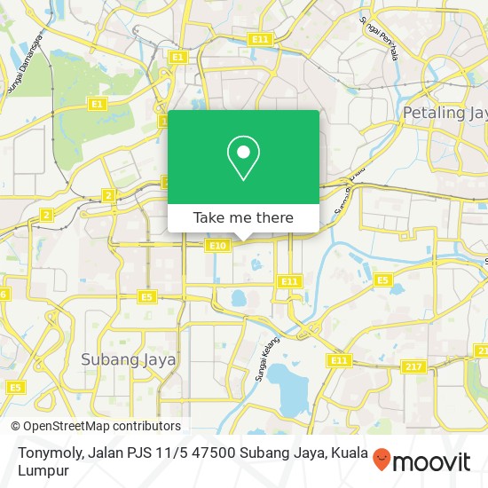 Tonymoly, Jalan PJS 11 / 5 47500 Subang Jaya map