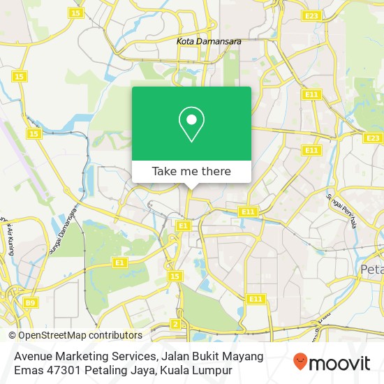 Peta Avenue Marketing Services, Jalan Bukit Mayang Emas 47301 Petaling Jaya