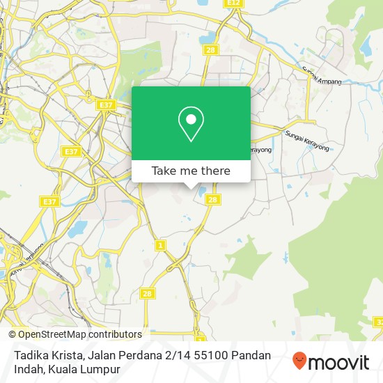 Peta Tadika Krista, Jalan Perdana 2 / 14 55100 Pandan Indah