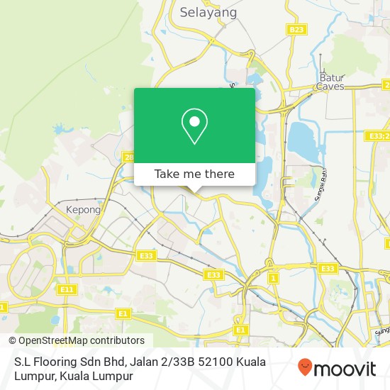 Peta S.L Flooring Sdn Bhd, Jalan 2 / 33B 52100 Kuala Lumpur