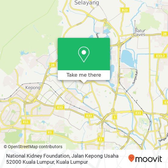 Peta National Kidney Foundation, Jalan Kepong Usaha 52000 Kuala Lumpur