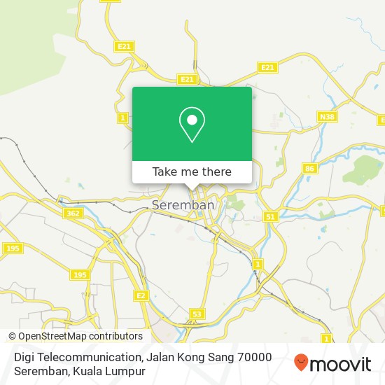 Digi Telecommunication, Jalan Kong Sang 70000 Seremban map