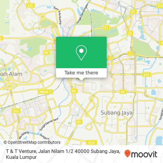 Peta T & T Venture, Jalan Nilam 1 / 2 40000 Subang Jaya