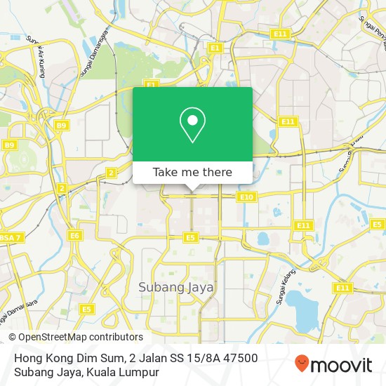 Peta Hong Kong Dim Sum, 2 Jalan SS 15 / 8A 47500 Subang Jaya