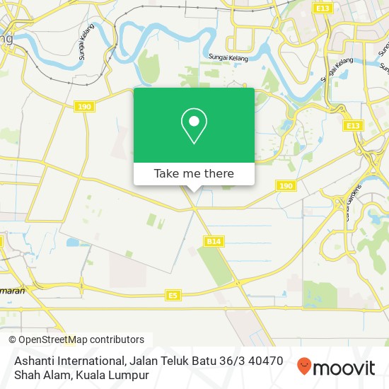 Peta Ashanti International, Jalan Teluk Batu 36 / 3 40470 Shah Alam