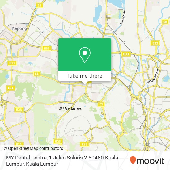 Peta MY Dental Centre, 1 Jalan Solaris 2 50480 Kuala Lumpur
