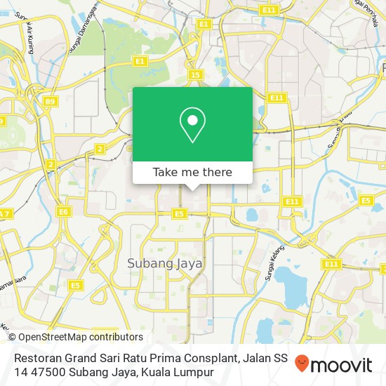 Restoran Grand Sari Ratu Prima Consplant, Jalan SS 14 47500 Subang Jaya map